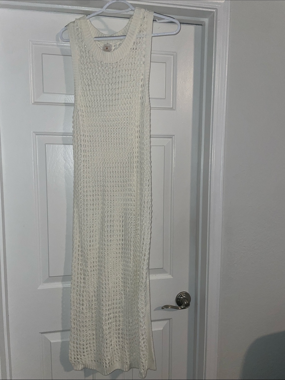 Sleeveless Crochet Maxi Dress in Cream